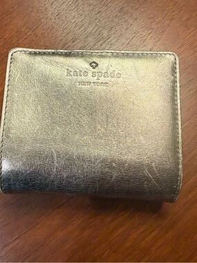 kate spade metallic leather bifold wallet